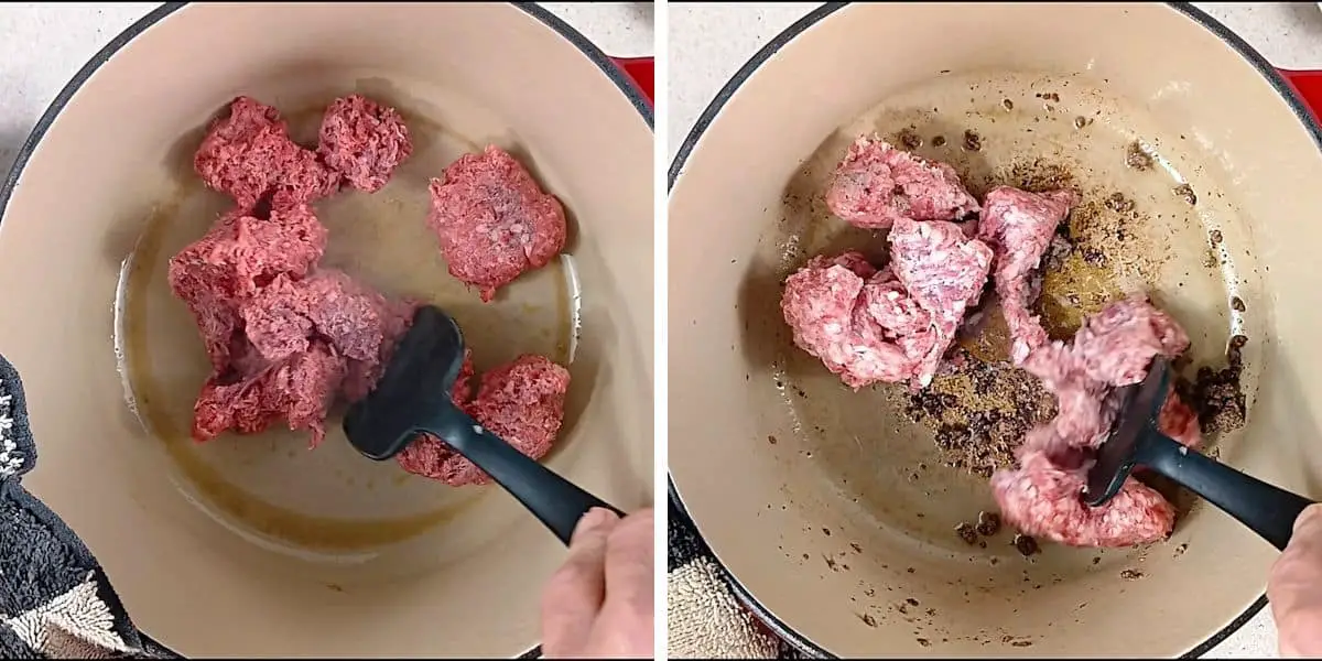 Low sodium lasagna soup process shot 1 and 2